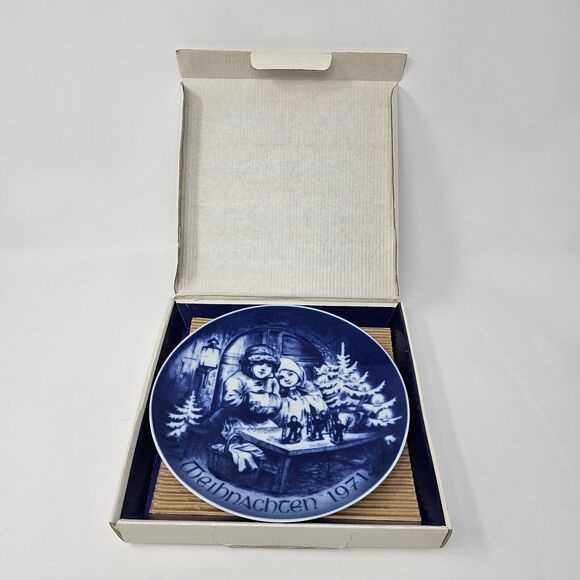 1971 BAREUTHER Christmas Plate Blue White Bavaria Germany Vtg - Picture 3 of 12